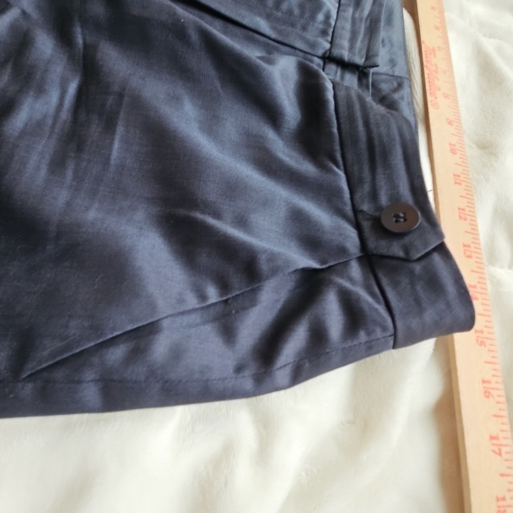 Classiques Entier Navy Blue Wool Silk Blend Wide Leg Dress Pants Trousers 10 - Picture 8 of 12